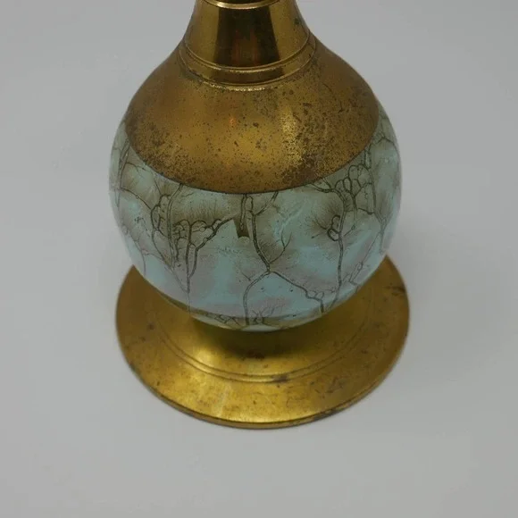 Vintage Delft Holland Brass Ewer Vase with Glazed Ceramic Base - Picture 5 of 7